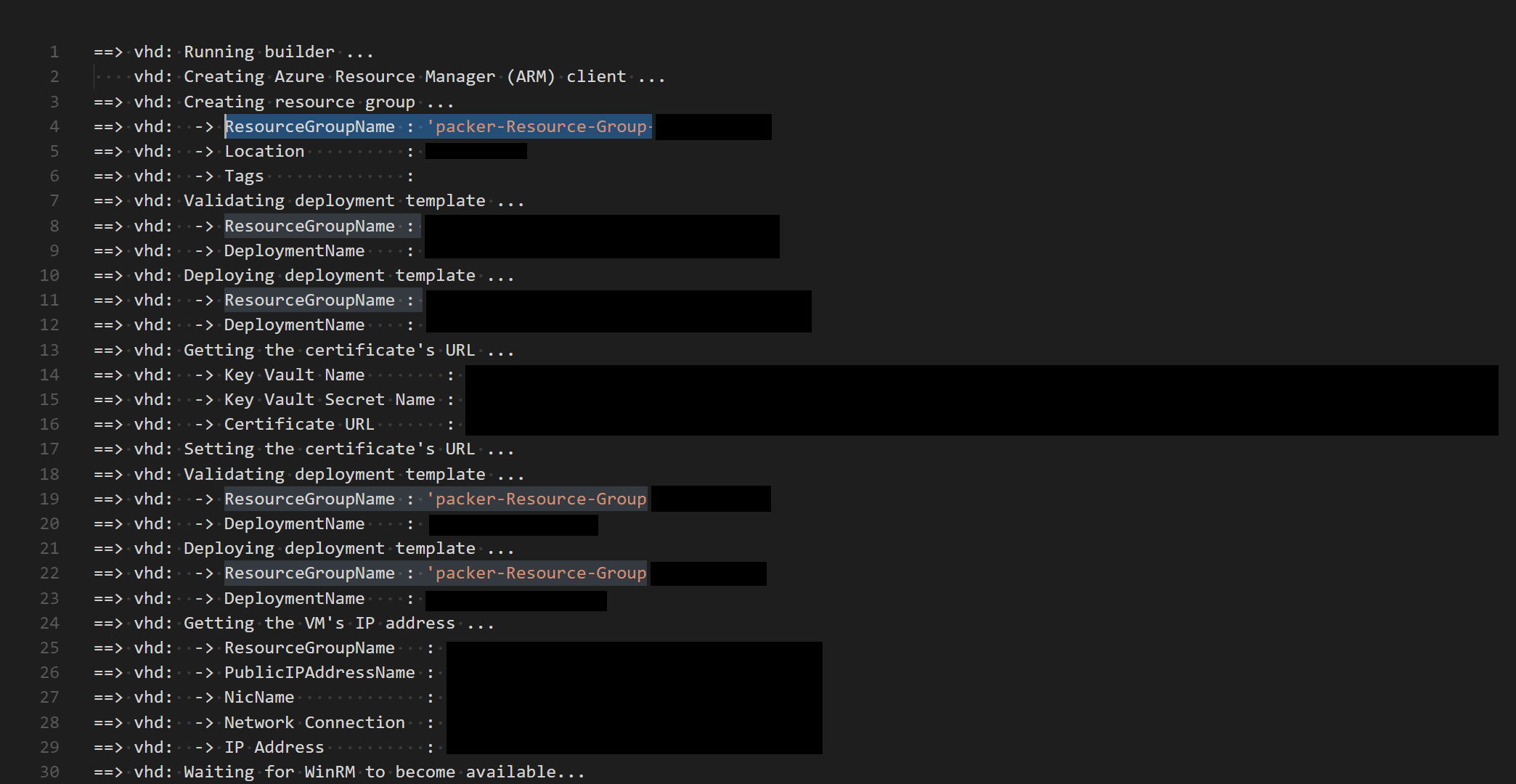 Resource group from log screenshot